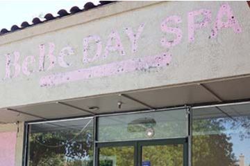 Former BeBe Day Spa location sign