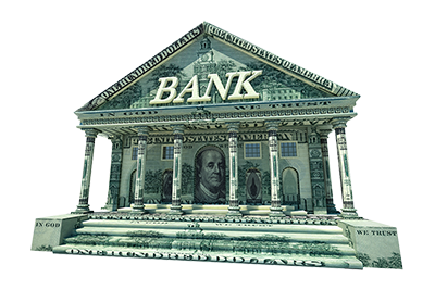 Bank made of dollars