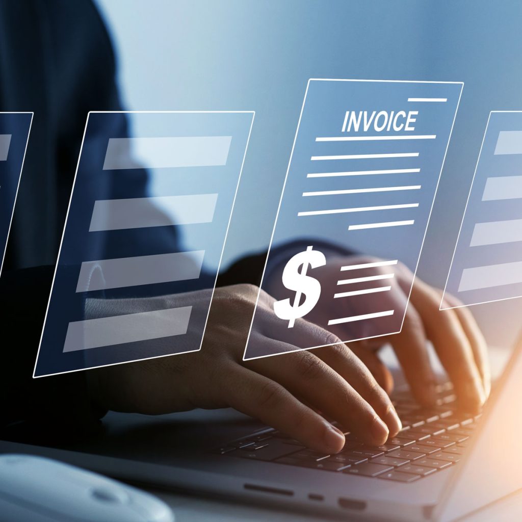 creating an invoice on a computer